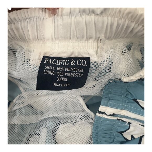 Pacific & Co. Blue Hibiscus Floral Mens Swim Trunks XXXXL Polyester - Picture 3 of 14